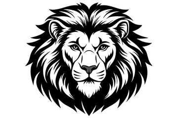 Lion Face Silhouette Vector Illustration, Lion Head Logo icon