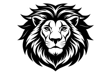 Lion Face Silhouette Vector Illustration, Lion Head Logo icon