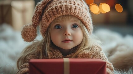 childs wonder on christmas eve cozy home present anticipation