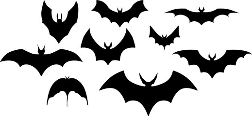 HALLOWEEN BATS BLACK CLIPART SILHOUETTE