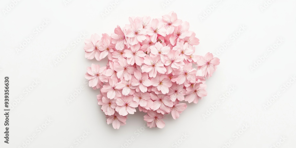 Poster a 3d single icon of a cluster of pink cherry blossoms symbolizing spring and renewal. the icon is de