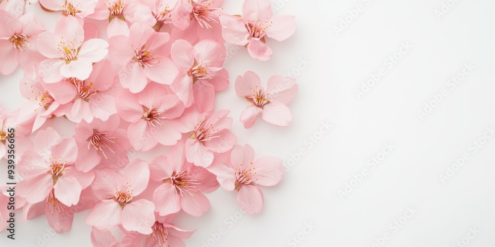 Poster a 3d single icon of a cluster of pink cherry blossoms symbolizing spring and renewal. the icon is de
