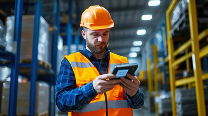 An officer using a handheld device to check IDs at an industrial entrance, emphasizing security and safety protocols.