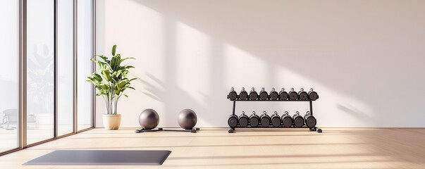 Advanced AI-powered home gym with smart equipment, analyzing