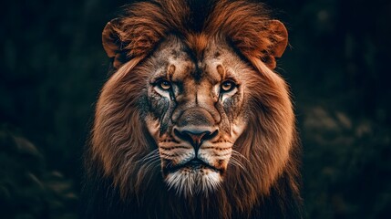 Fototapeta premium portrait of a majestic lion in the wild, wildlife
