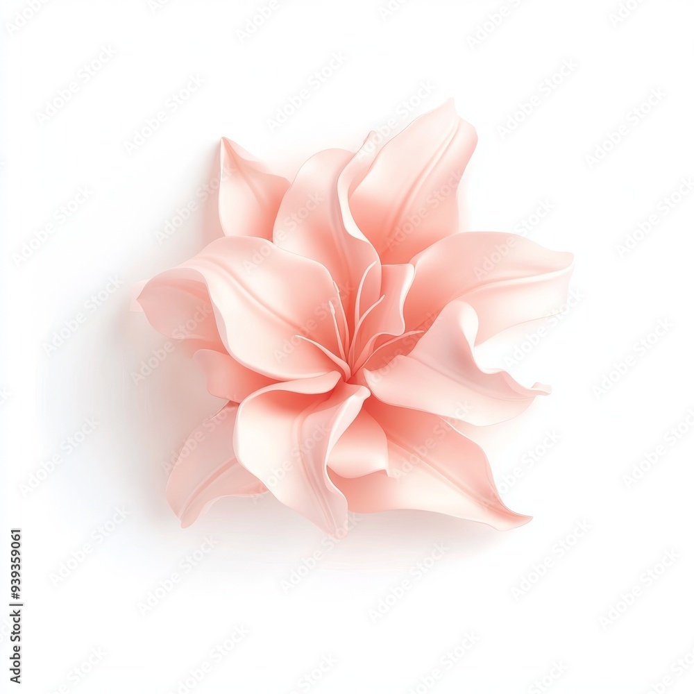 Aufkleber a 3d single icon of a stylized lily flower with soft curved petals and subtle color gradients. the i