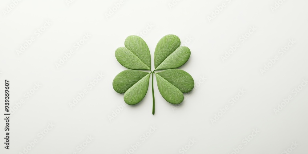 Poster a 3d single icon of a green clover leaf symbolizing luck and nature. the icon is simple and clean is