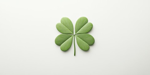 A 3D single icon of a green clover leaf symbolizing luck and nature. The icon is simple and clean isolated on a white background with a smooth finish