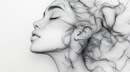 Fototapeta premium Woman's Face in Abstract Sketch