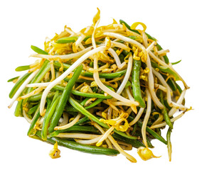 PNG Bean sprouts and green beans on white