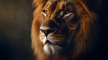 Naklejka premium portrait of a majestic lion in the wild, wildlife