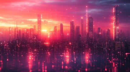 Futuristic Cityscape at Sunset