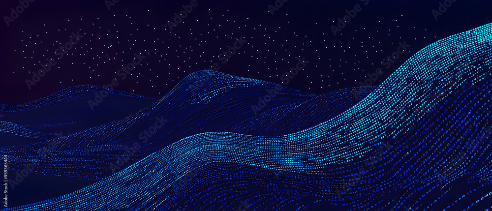 Poster a flat vector illustration of a coding concept, deep blue theme, technology background, code snippet