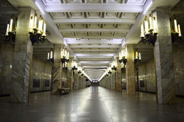 Platform of Pushkin Station, Tashkent metro, Uzbekistan