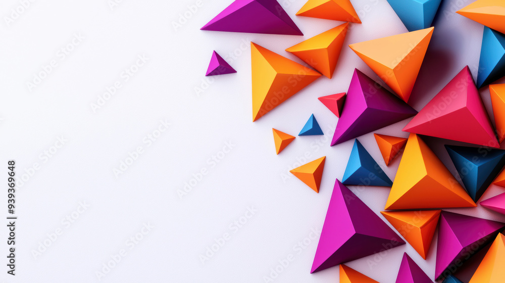 Aufkleber vibrant collection of colorful geometric pyramid shapes arranged in a dynamic abstract composition a