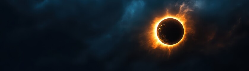Naklejka premium A mesmerizing solar eclipse set against a dark sky, showcasing the breathtaking moment of alignment between the sun and moon.