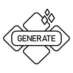 AI generated line button. AI generation tool ui. Vector illustration isolated on white background.