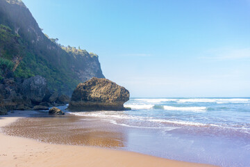 Obraz premium Stunning coastal scenery with no people and clear sky and blue ocean. Best vacation trip