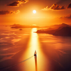 Low level view of empty old paved road in mountain area at sunset