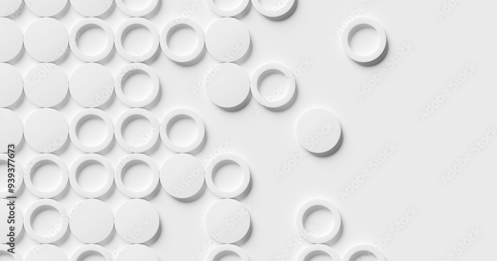 Poster white circle or cylinder with some open background wallpaper banner pattern fading out with copy spa