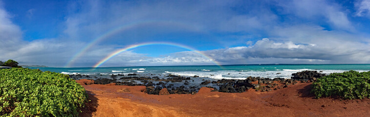 Double rainbow  on the Ohahu sea beach