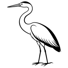 Obraz premium a heron silhouette black and white generative AI