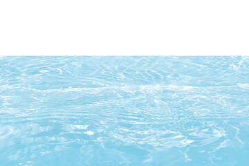 Blue water with ripples on the surface. Defocus blurred transparent blue colored clear calm water surface texture with splashes and bubbles. Water waves with shining pattern texture background.