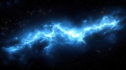 electrifying night sky vibrant blue lightning bolt pierces inky darkness dynamic composition capturing raw power of nature ideal for dramatic atmosphere or energy concepts