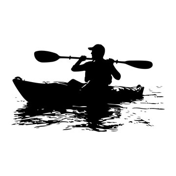recommend clip art: Canoeing silhouette vector illustration