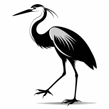 recommend clip art: a heron silhouette black and white generative AI