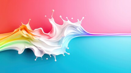 Vibrant splash of colorful paint on a gradient background, showcasing creativity and abstract beauty. Perfect for artistic and design concepts.