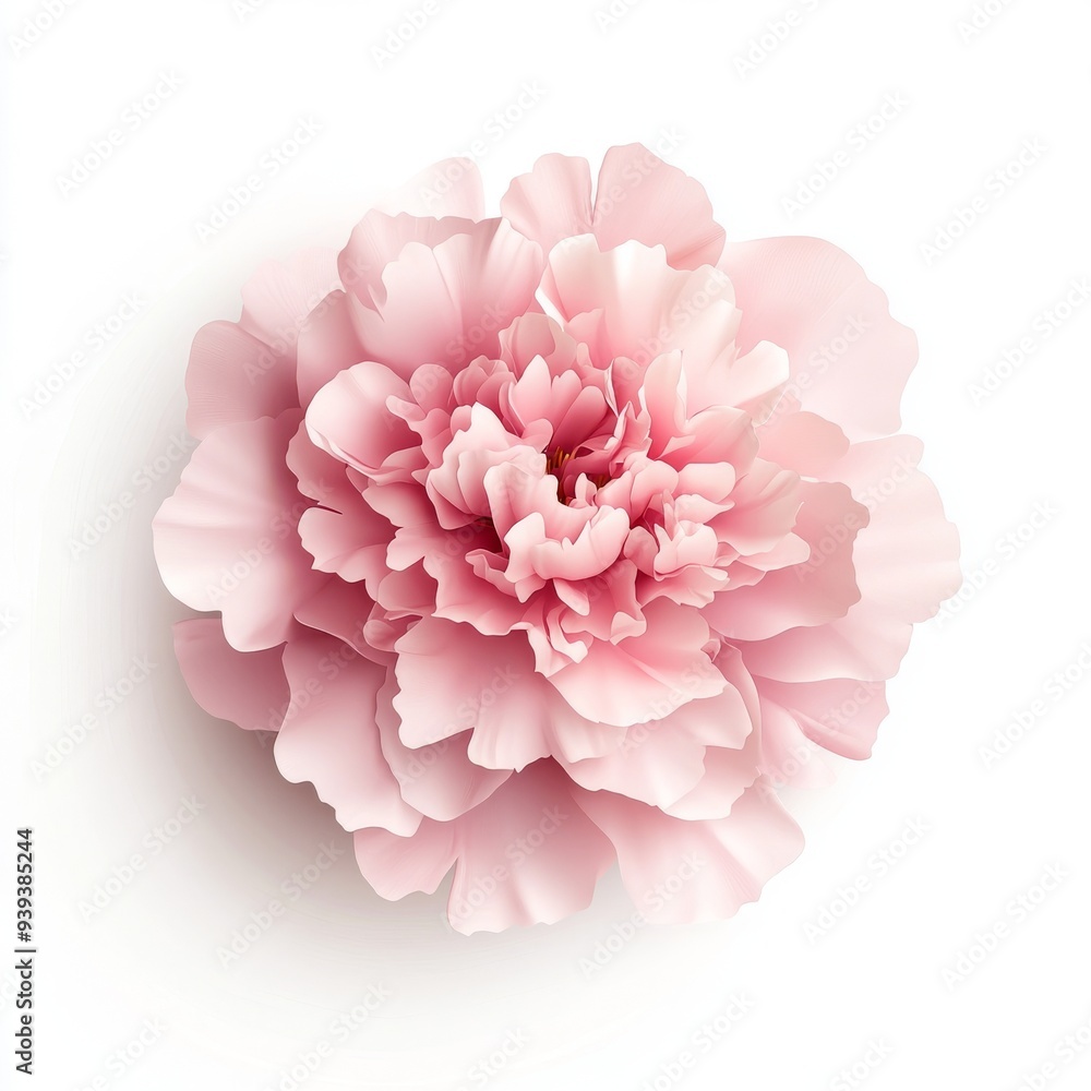 Poster a 3d single icon of a pink peony in full bloom with soft rounded petals designed in a minimalistic s