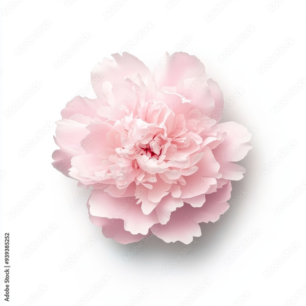 Poster a 3d single icon of a pink peony in full bloom with soft rounded petals designed in a minimalistic s