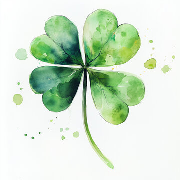 Watercolor-Kleeblatt, Generative AI
