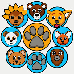 set of funny animals