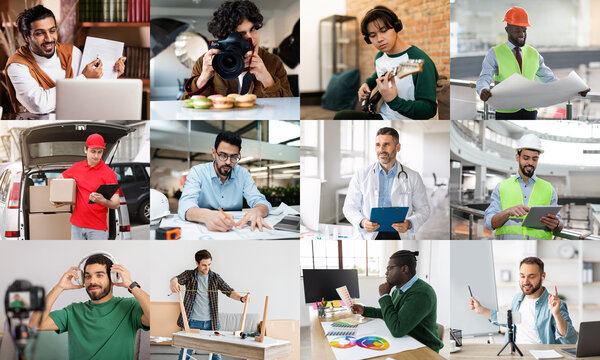 This image features a diverse group of professionals working in various occupations. They are all shown working diligently and passionately in their respective fields.