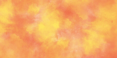 Colorful and bright orange watercolor background texture with grunge watercolor splashes, Abstract bright and shinny soft color texture, Multicolored splashed watercolor background with stains.