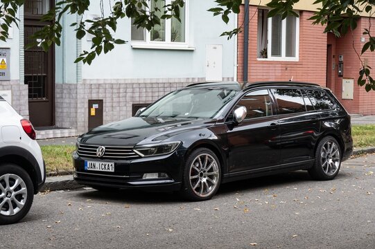Black Volkswagen Passat B8 Variant with Czech custom registration plate