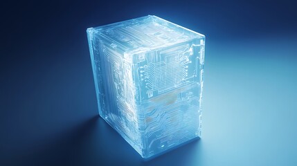 Transparent Cube with Circuitry Pattern