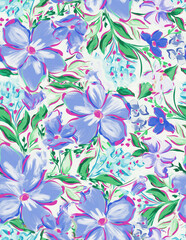 Fototapeta premium Vintage Seamless Floral Pattern, Bright seamless pattern with oil-painted flowers