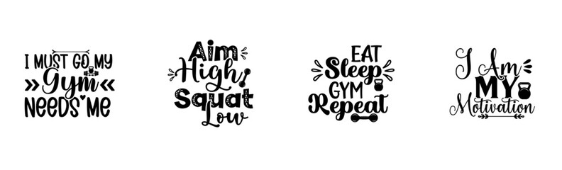 Creative Workout Inscriptions, Calligraphy Set Vector Illustration for Sticker, Vouchers, Label