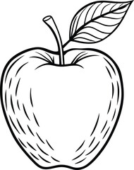 apple fruit line art illustration black and white