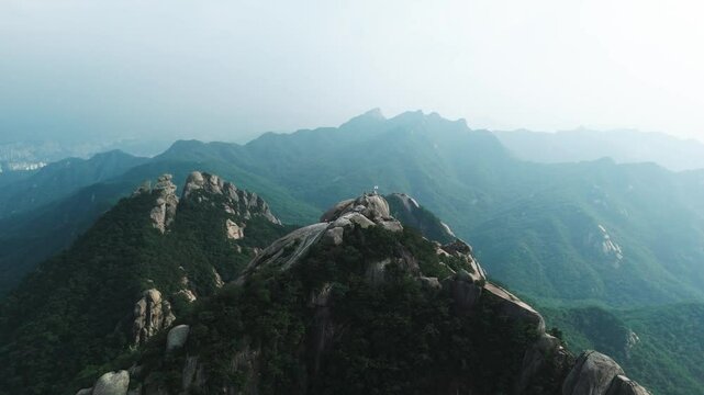 mountains in the fog