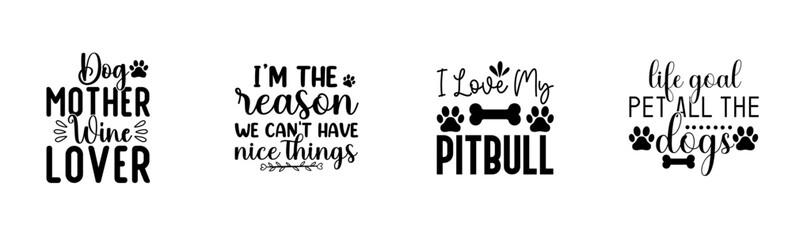 Minimalist Dog Quotes, Hand Lettering Set Vector Illustration for Mug Design, Infographic, Motion Graphics