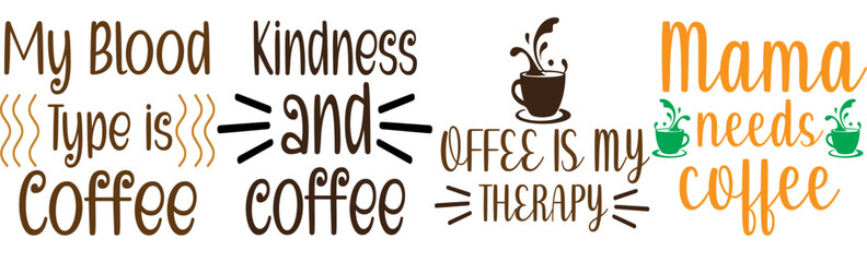 Cute Coffee Calligraphy, Quotes Pack Vector Illustration for Gift Card, Holiday Cards, Advertisement