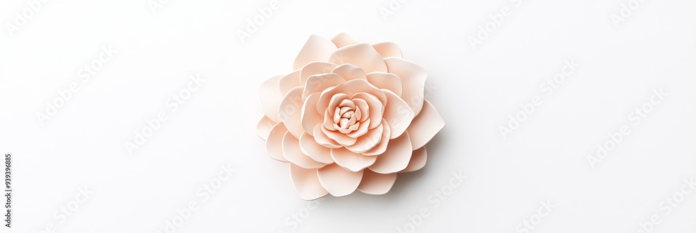 Poster a 3d single icon of a blooming pink camellia flower with smooth rounded petals designed in a clean m