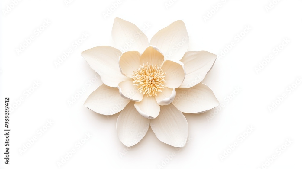 Poster a 3d single icon of a white magnolia flower with large open petals rendered in a simple style. the i