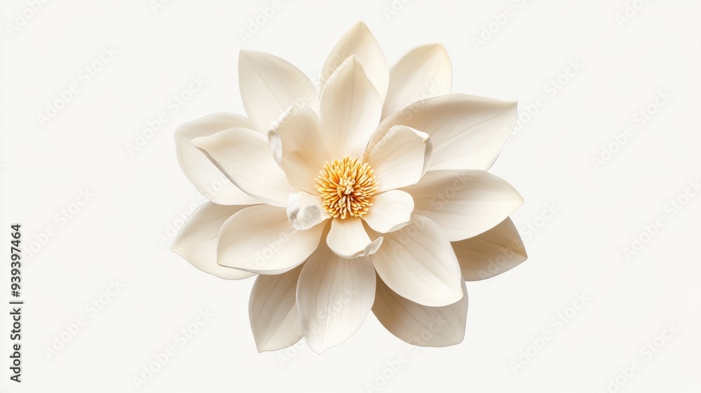 Aufkleber a 3d single icon of a white magnolia flower with large open petals rendered in a simple style. the i