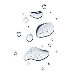 Large and Small Water Droplets on White Background
