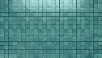 Fototapeta premium Teal square tiles with a glossy, textured finish forming a seamless mosaic pattern.